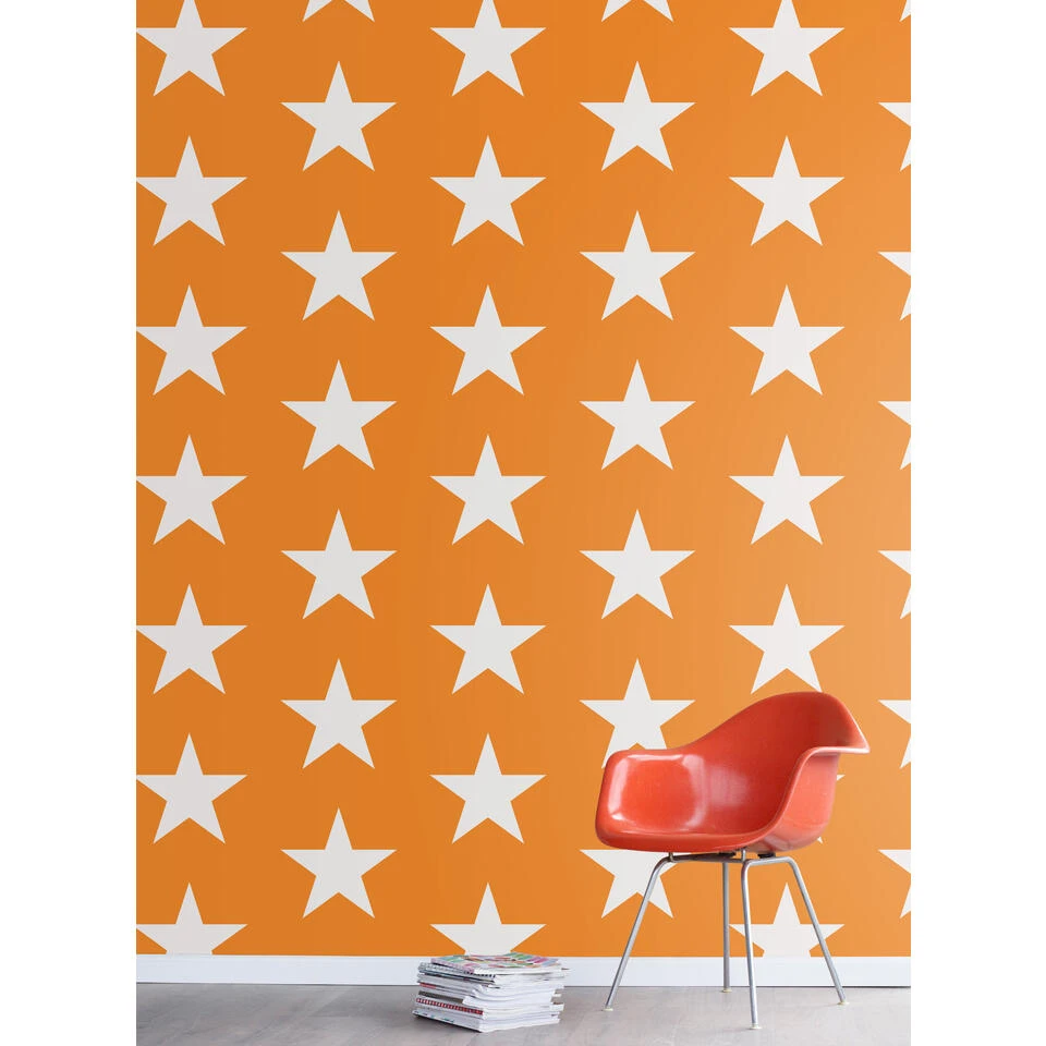 ESTAhome Behang - Sterren - Oranje En Wit - 53 Cm X 10,05 M - 115873 - Afbeelding 3