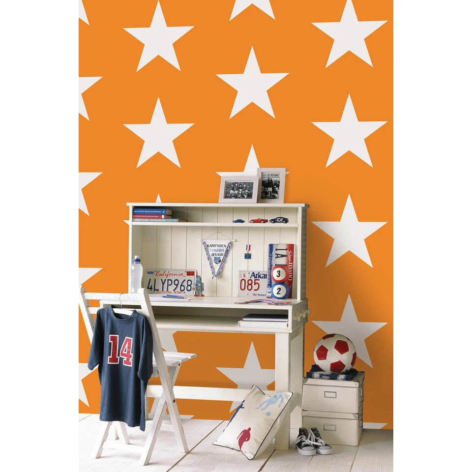 ESTAhome Behang - Sterren - Oranje En Wit - 53 Cm X 10,05 M - 115873 - Afbeelding 4