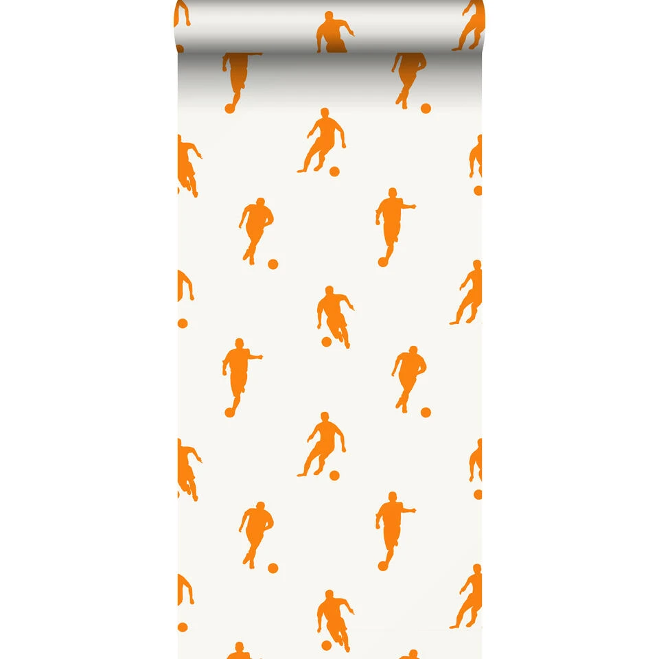 ESTAhome Behang - Voetbalspelers - Oranje En Wit - 53 Cm X 10,05 M - 115871