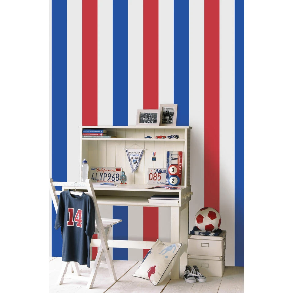 ESTAhome Behang - Strepen - Rood, Wit En Blauw - 53 Cm X 10,05 M - 115875 - Afbeelding 3