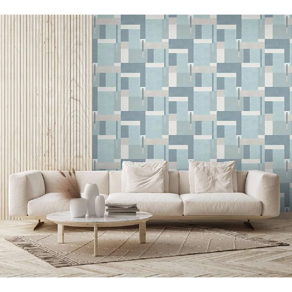 Dutch Wallcoverings - Arty Blocks Blauw/grijs - 0,53x10,05m - Afbeelding 2