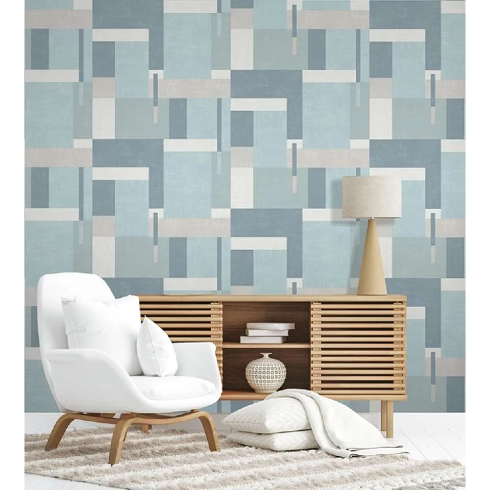 Dutch Wallcoverings - Arty Blocks Blauw/grijs - 0,53x10,05m - Afbeelding 3