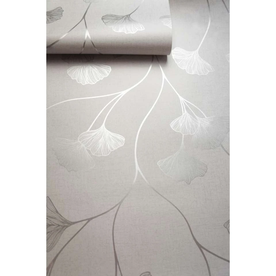 Dutch Wallcoverings - Indulgence Gingko Grey/silver - 0,53x10,05m - Afbeelding 4
