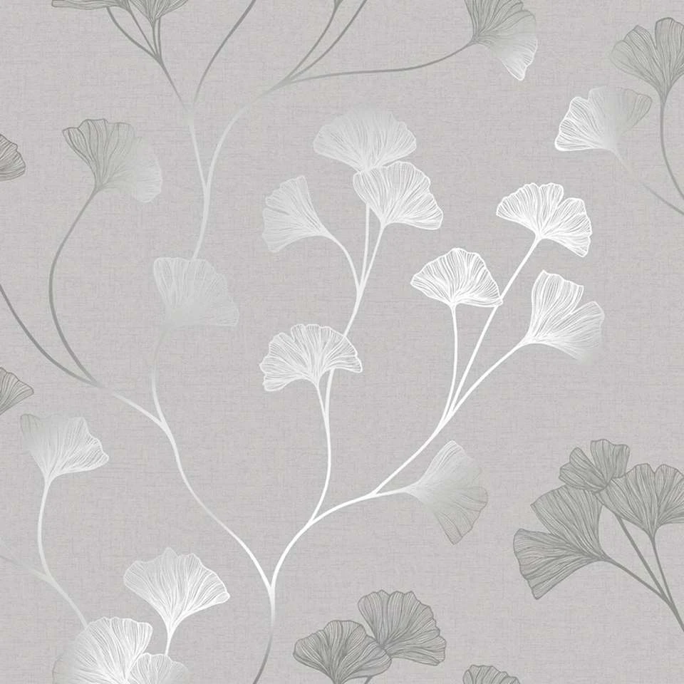 Dutch Wallcoverings - Indulgence Gingko Grey/silver - 0,53x10,05m