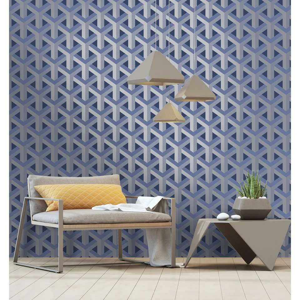 Dutch Wallcoverings - Indulgence Trident Geo Navy - 0,53x10,05m - Afbeelding 2