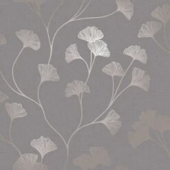 Dutch Wallcoverings - Indulgence Gingko Grey/rose/gold - 0,53x10,05m