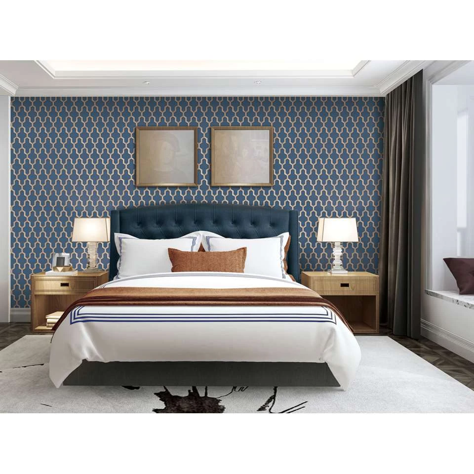 Dutch Wallcoverings - Wall Fabric Geometric Blue - 0,53x10,05m - Afbeelding 2