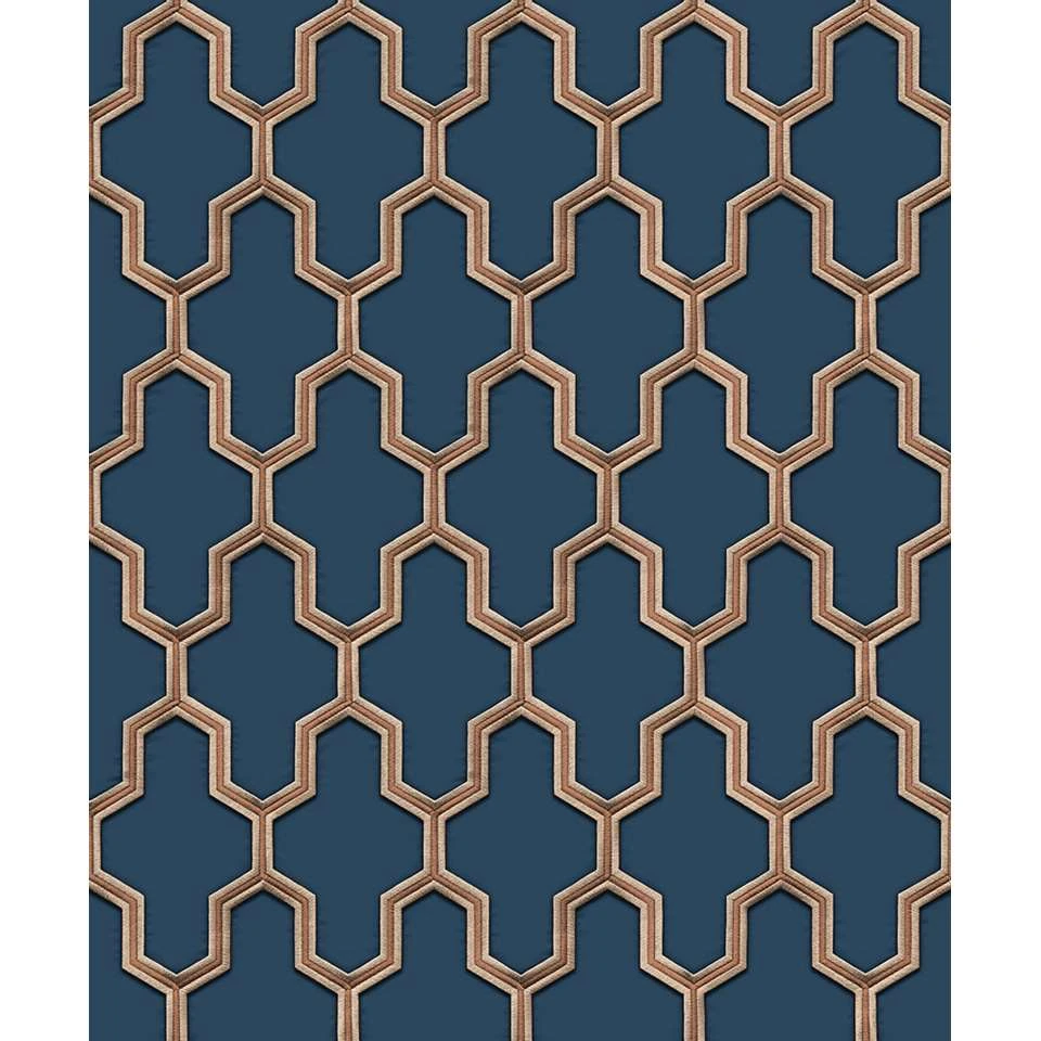 Dutch Wallcoverings - Wall Fabric Geometric Blue - 0,53x10,05m