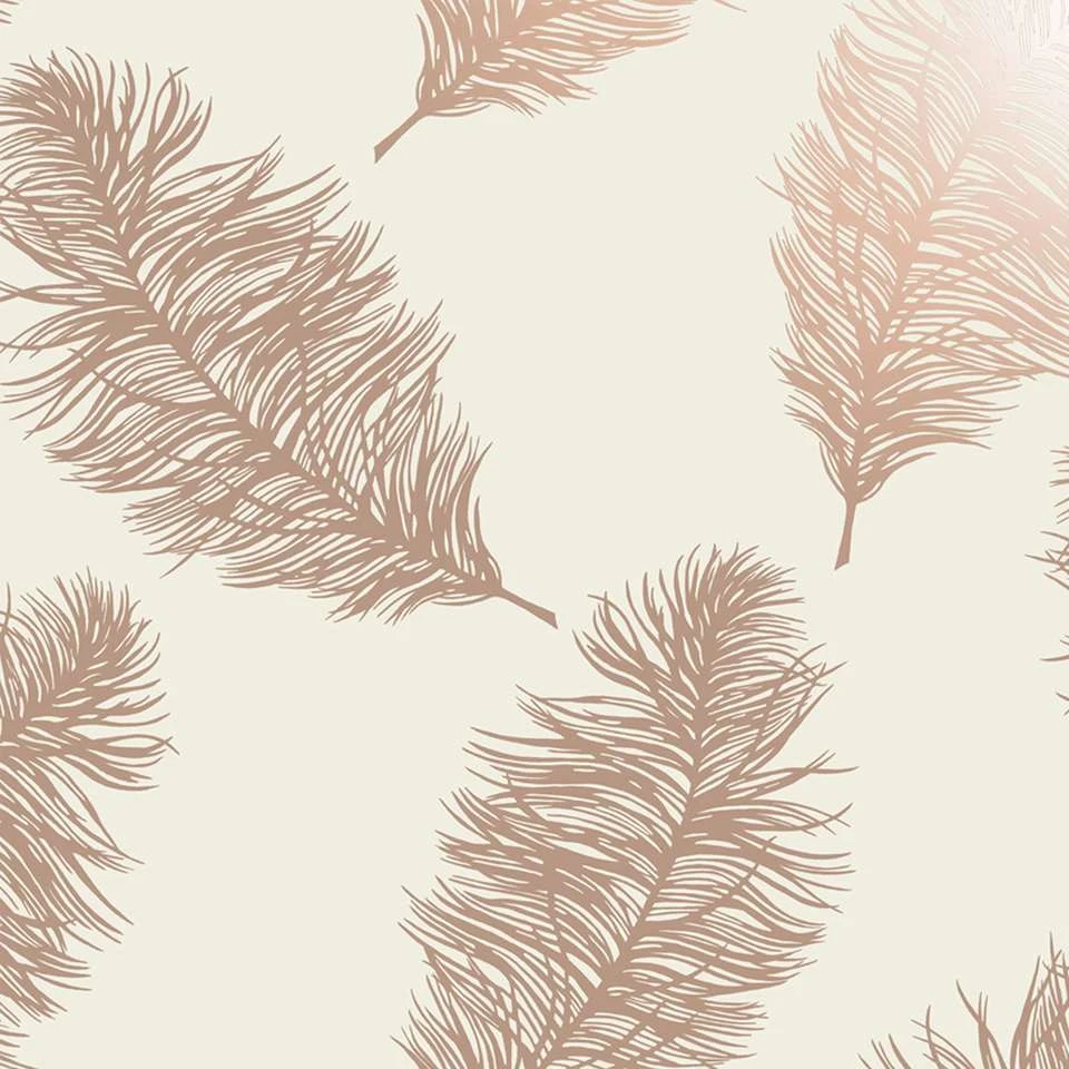 Dutch Wallcoverings - Indulgence Feather Cream/rose/gold -0,53x10,05m - Afbeelding 3