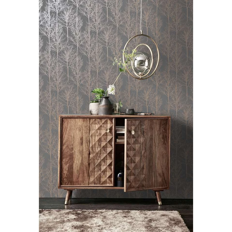 Dutch Wallcoverings -Indulgence Rhea Trees Grey/rose/gold 0,53x10,05m - Afbeelding 2