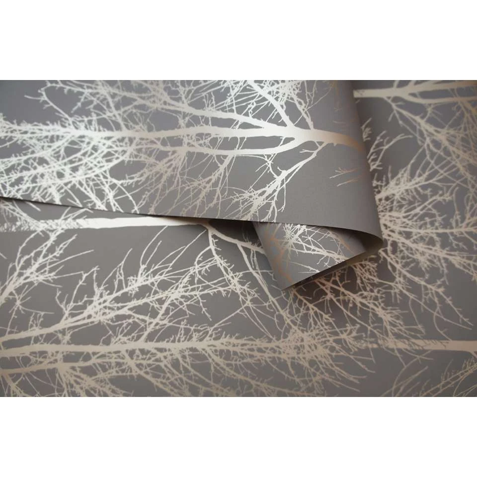 Dutch Wallcoverings -Indulgence Rhea Trees Grey/rose/gold 0,53x10,05m - Afbeelding 3