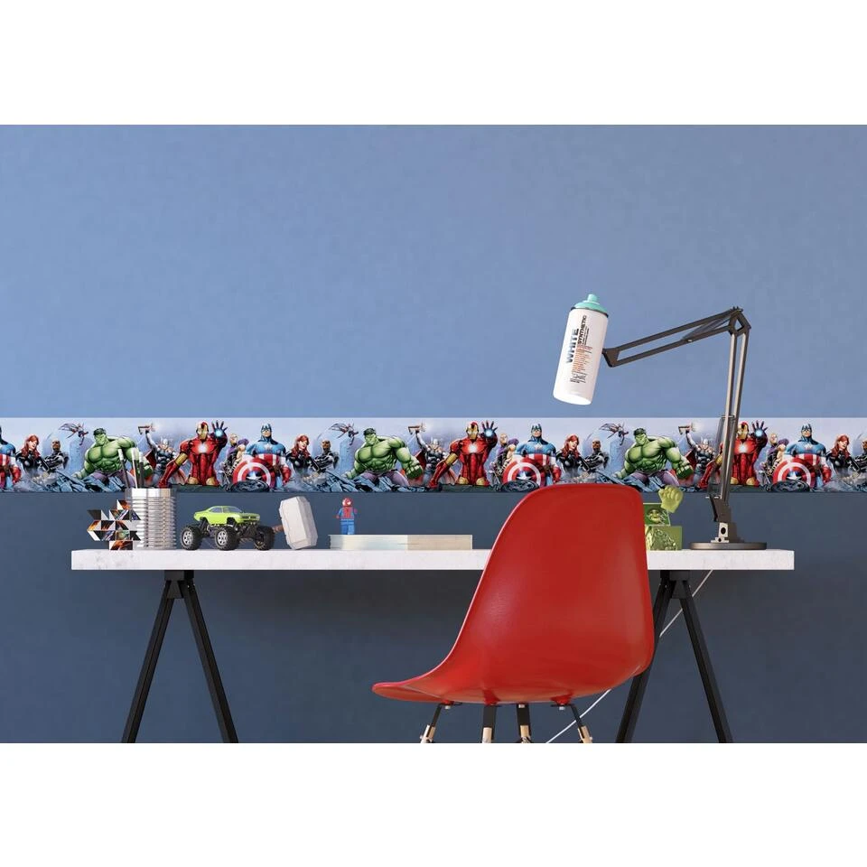Sanders & Sanders Zelfklevende Behangrand - The Avengers - Blauw, Rood En Groen - Afbeelding 2