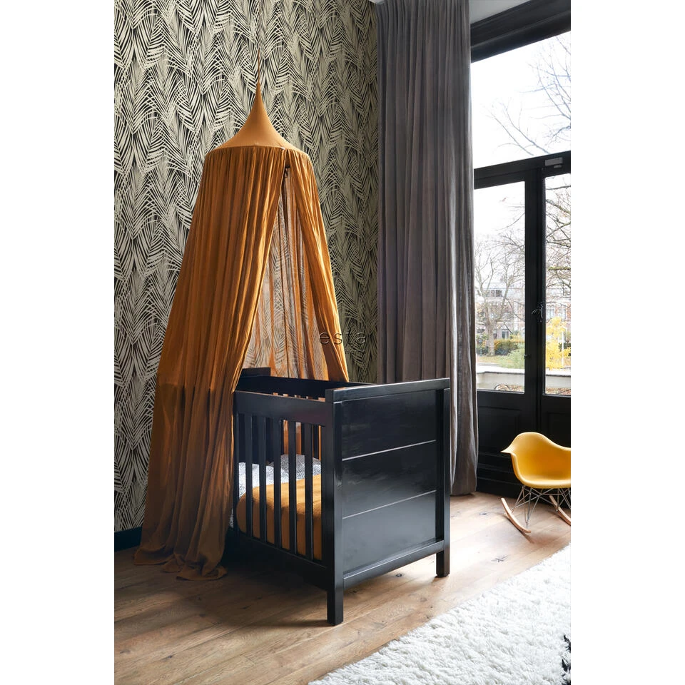 ESTAhome Behang - Palmbladeren - Zwart En Goud - 0,53 X 10,05 M - 139318 - Afbeelding 4