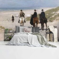 Fotobehang Anton Mauve Morgenrit Langs Het Strand 260x384 Cm Beige
