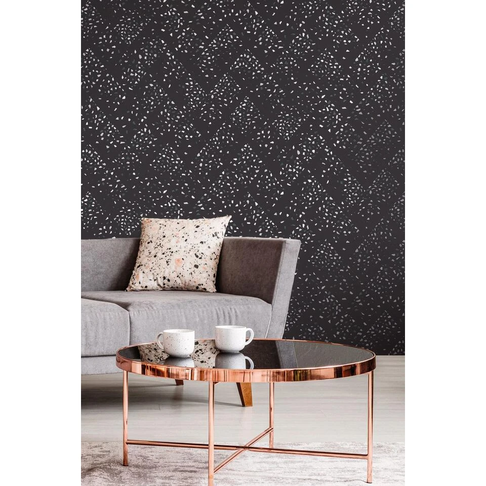 Livingwalls Behang - Terrazzo - Zwart, Goud En Grijs - 53 Cm X 10,05 M - AS 4 Livingwalls Behang - Terrazzo - Zwart, Goud En Grijs - 53 Cm X 10,05 M - AS - Afbeelding 4