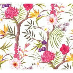 A.S. Création Behang - Tropische Bloemen - Roze, Groen En Geel