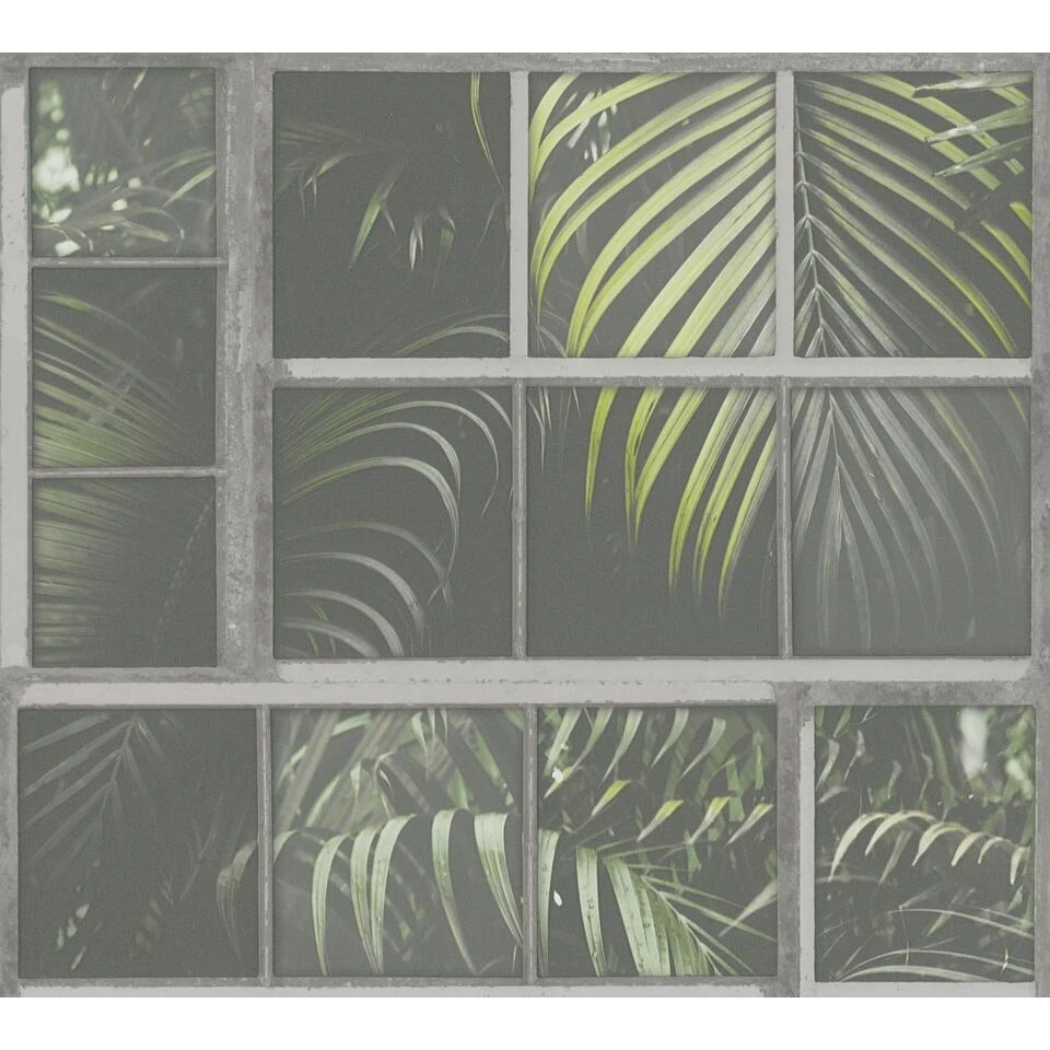 Livingwalls Behang - Palmbladeren - Groen En Grijs - 53 Cm X 10,05 M - AS-377402 - Afbeelding 2