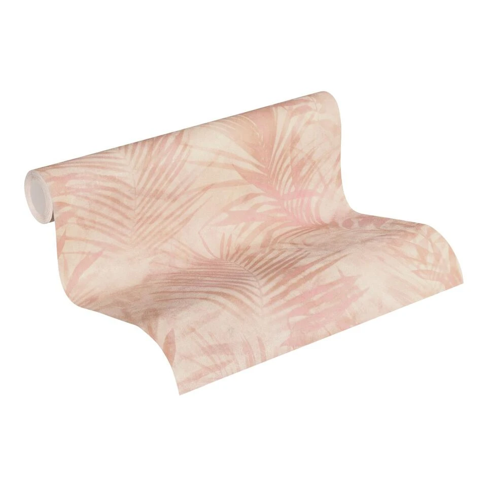 A.S. Création Behang - Palmbladeren - Zacht Roze - 53 Cm X 10,05 M - AS-374114