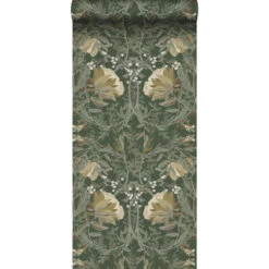 ESTAhome Behang - Vintage Bloemen In Art Nouveau Stijl - Donkergroen