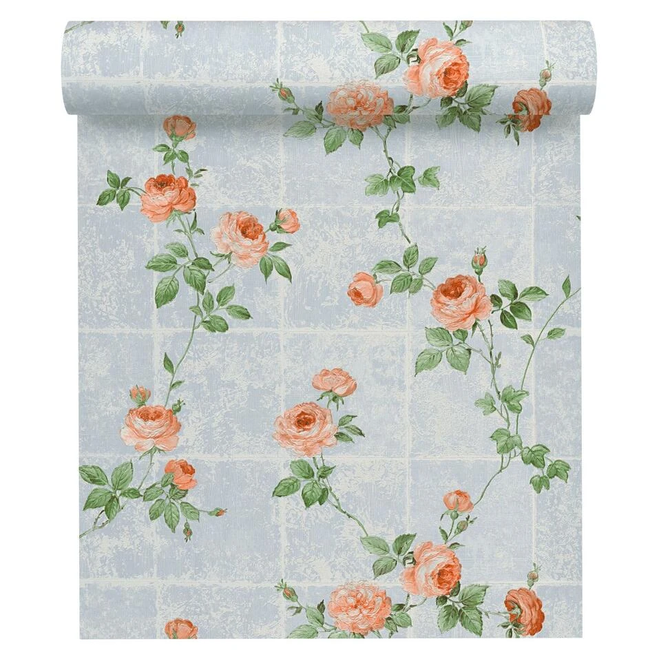 A.S. Création Behang - Bloemen - Blauw, Rood En Groen - 53 Cm X 10,05 M - AS - Afbeelding 3
