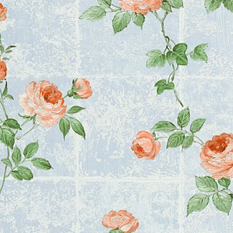 A.S. Création Behang - Bloemen - Blauw, Rood En Groen - 53 Cm X 10,05 M - AS