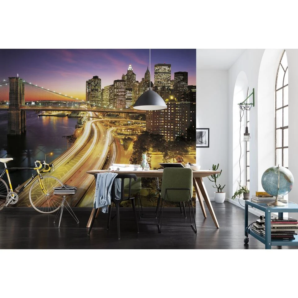 Komar Fotobehang - NYC Lights - Geel En Paars - 368 X 254 Cm - 610985 - Afbeelding 2
