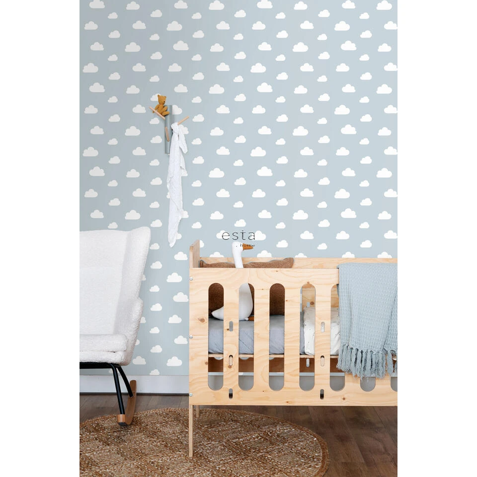 ESTAhome Behang - Wolkjes - Babyblauw - 50 X 900 Cm - 139485 - Afbeelding 2