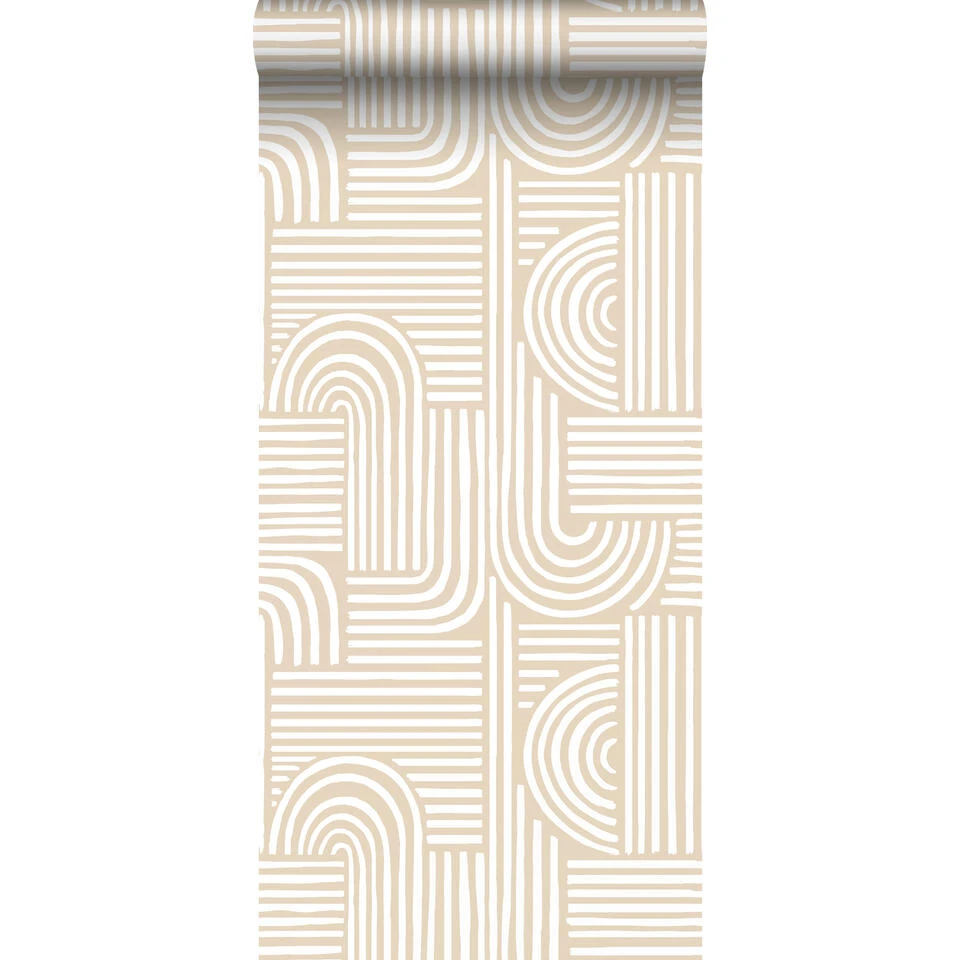 Origin Wallcoverings Behang - Grafisch 3D Motief - Zand Beige - 50 X 900 Cm