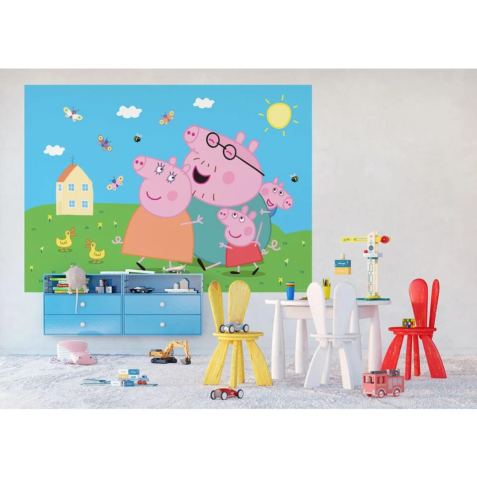 Sanders & Sanders Fotobehang - Peppa Pig - Groen, Blauw En Roze - 1.82 X 2.52 M - Afbeelding 2