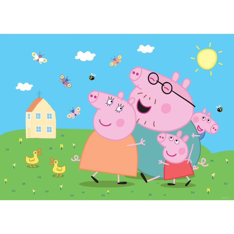 Sanders & Sanders Fotobehang - Peppa Pig - Groen, Blauw En Roze - 1.82 X 2.52 M