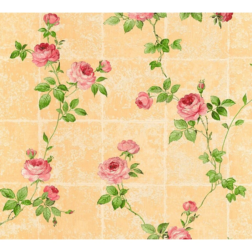 A.S. Création Behang - Bloemen - Warm Oranje, Roze En Groen - 53 Cm X 10,05 M - Afbeelding 2