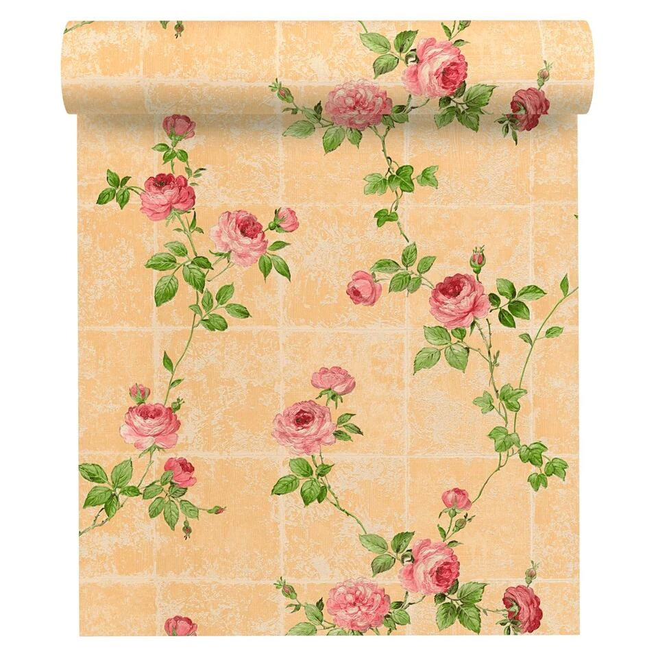 A.S. Création Behang - Bloemen - Warm Oranje, Roze En Groen - 53 Cm X 10,05 M - Afbeelding 3