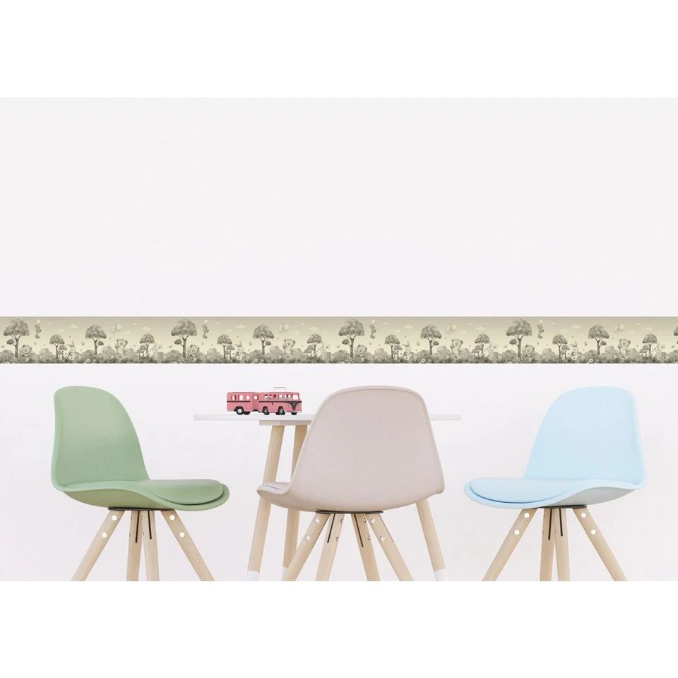 Sanders & Sanders Zelfklevende Behangrand - Bos Met Bosdieren - Sepia Bruin - Afbeelding 3