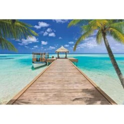 Komar Fotobehang - Beach Resort - Blauw En Groen - 368 X 254 Cm - 611023