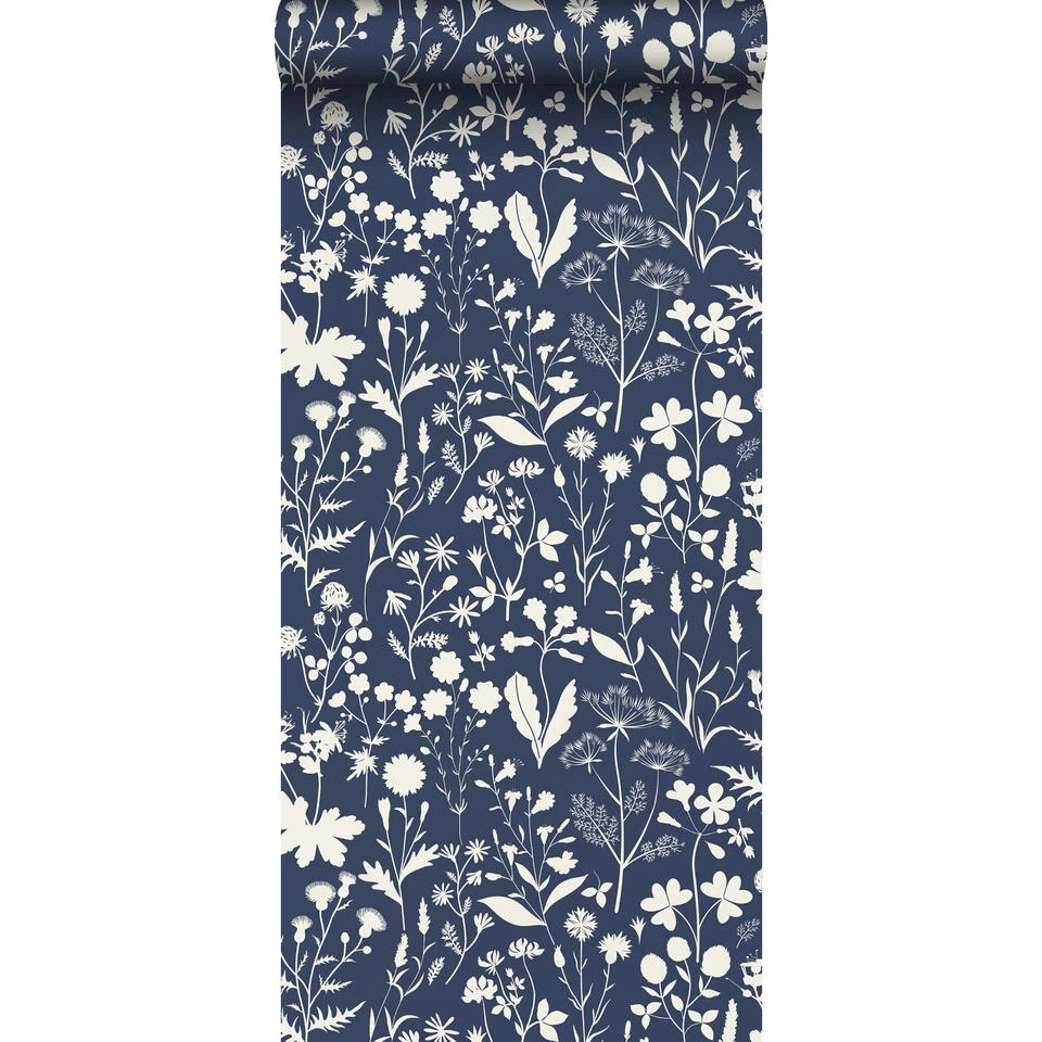 ESTAhome Behang - Veldbloemen - Donkerblauw - 50 X 900 Cm - 139441