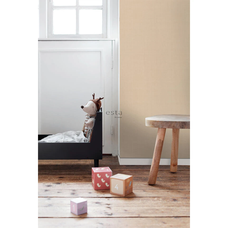 ESTAhome Behang - Linnenstructuur - Warm Beige - 0,53 X 10,05 M - 139472 - Afbeelding 2