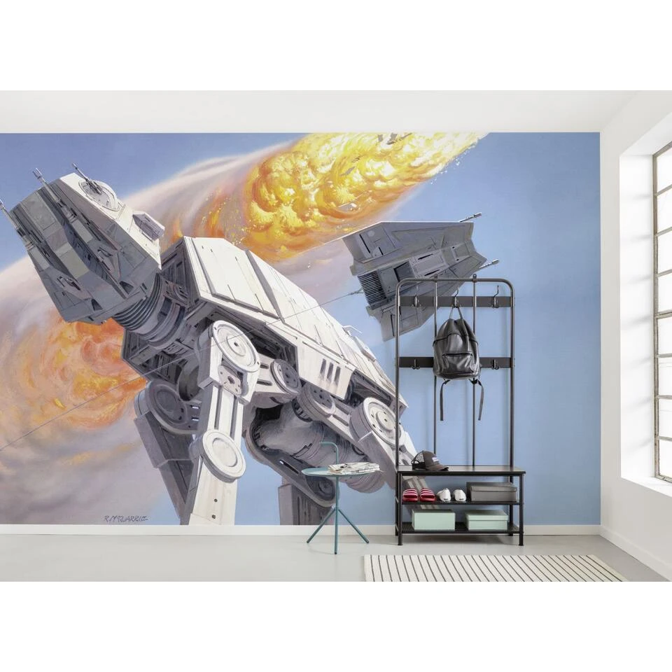Komar Fotobehang - Star Wars Classic RMQ Hoth Battle AT-AT - Blauw En Oranje - Afbeelding 2