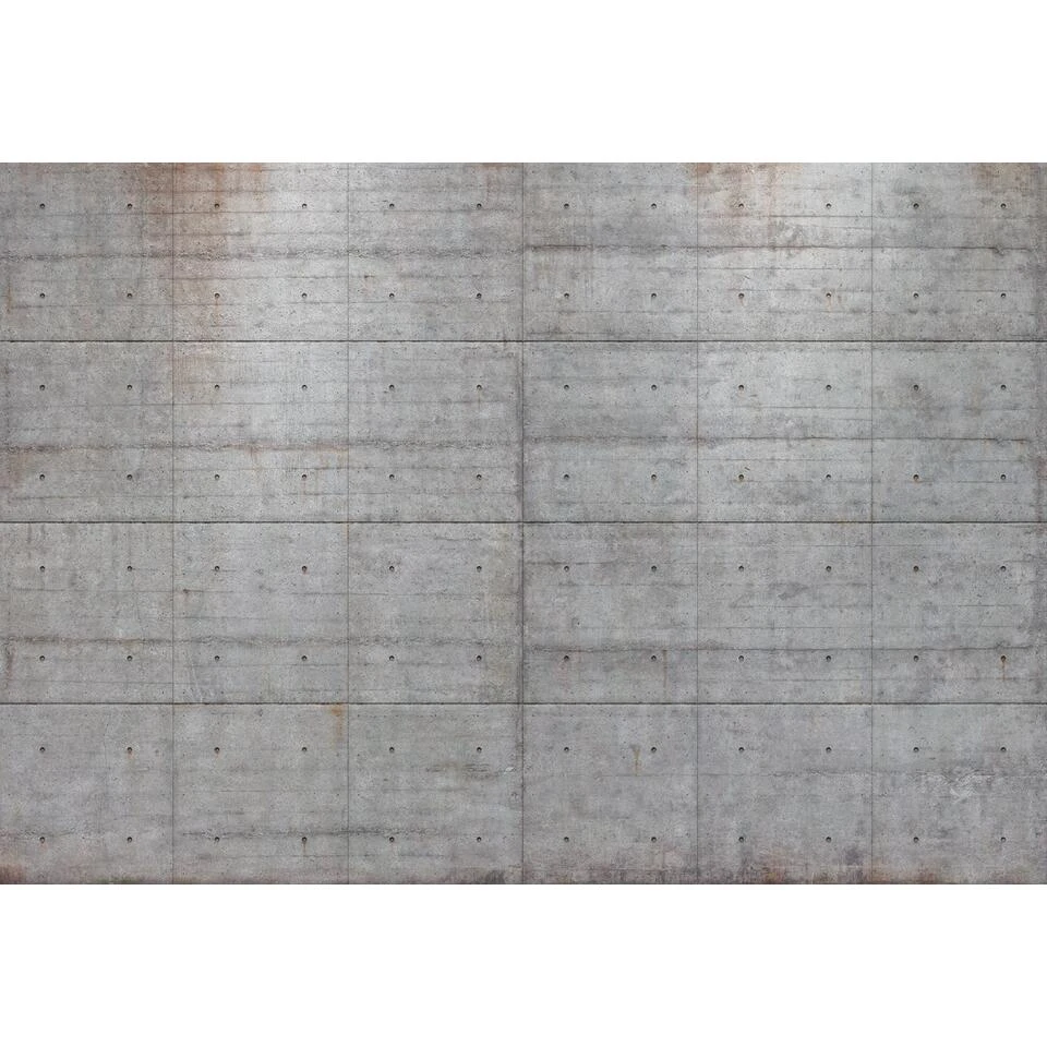Komar Fotobehang - Concrete Blocks - Grijs - 368 X 254 Cm - 611031