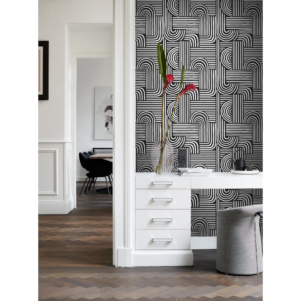 Origin Wallcoverings Behang - Grafisch 3D Motief - Zwart Wit - 50 X 900 Cm 2 Origin Wallcoverings Behang - Grafisch 3D Motief - Zwart Wit - 50 X 900 Cm - Afbeelding 2