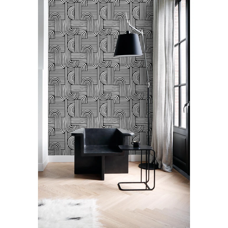 Origin Wallcoverings Behang - Grafisch 3D Motief - Zwart Wit - 50 X 900 Cm 3 Origin Wallcoverings Behang - Grafisch 3D Motief - Zwart Wit - 50 X 900 Cm - Afbeelding 3