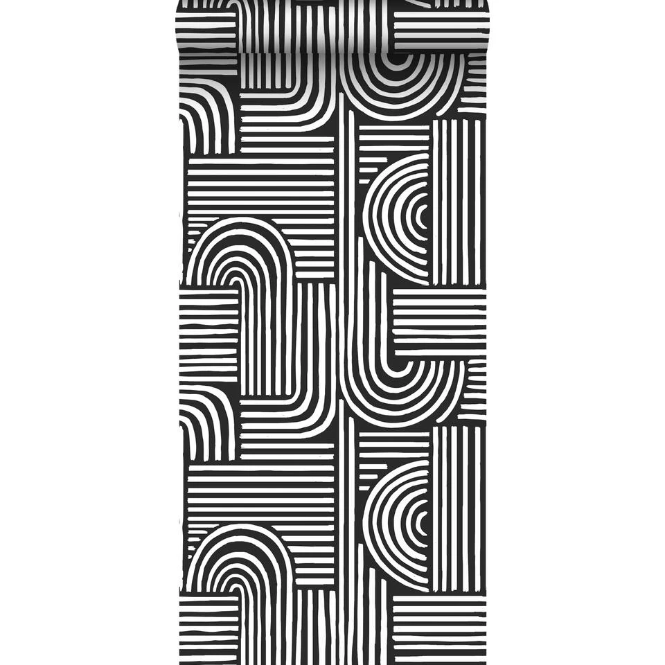 Origin Wallcoverings Behang - Grafisch 3D Motief - Zwart Wit - 50 X 900 Cm 1 Origin Wallcoverings Behang - Grafisch 3D Motief - Zwart Wit - 50 X 900 Cm