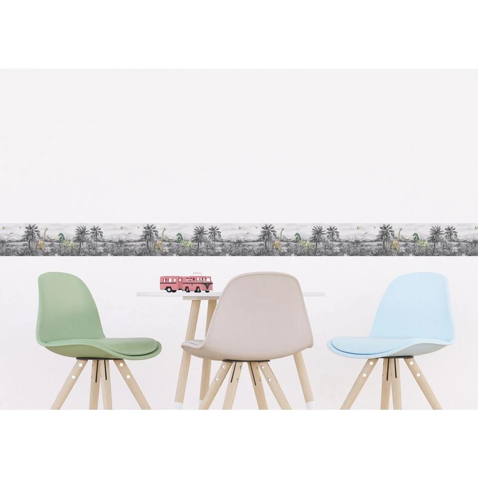 Sanders & Sanders Zelfklevende Behangrand - Dinosaurussen - Grijs - Afbeelding 4