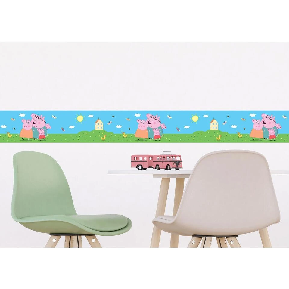 Sanders & Sanders Zelfklevende Behangrand - Peppa Pig - Groen, Blauw En Roze - Afbeelding 2