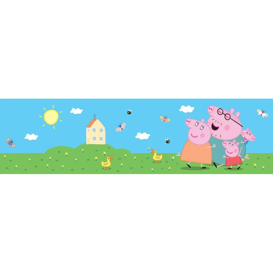 Sanders & Sanders Zelfklevende Behangrand - Peppa Pig - Groen, Blauw En Roze