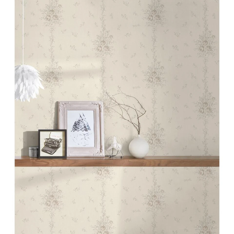 A.S. Création Behang - Bloemen - Grijs En Zandkleurig - 53 Cm X 10,05 M - AS - Afbeelding 4