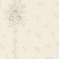 A.S. Création Behang - Bloemen - Grijs En Zandkleurig - 53 Cm X 10,05 M - AS