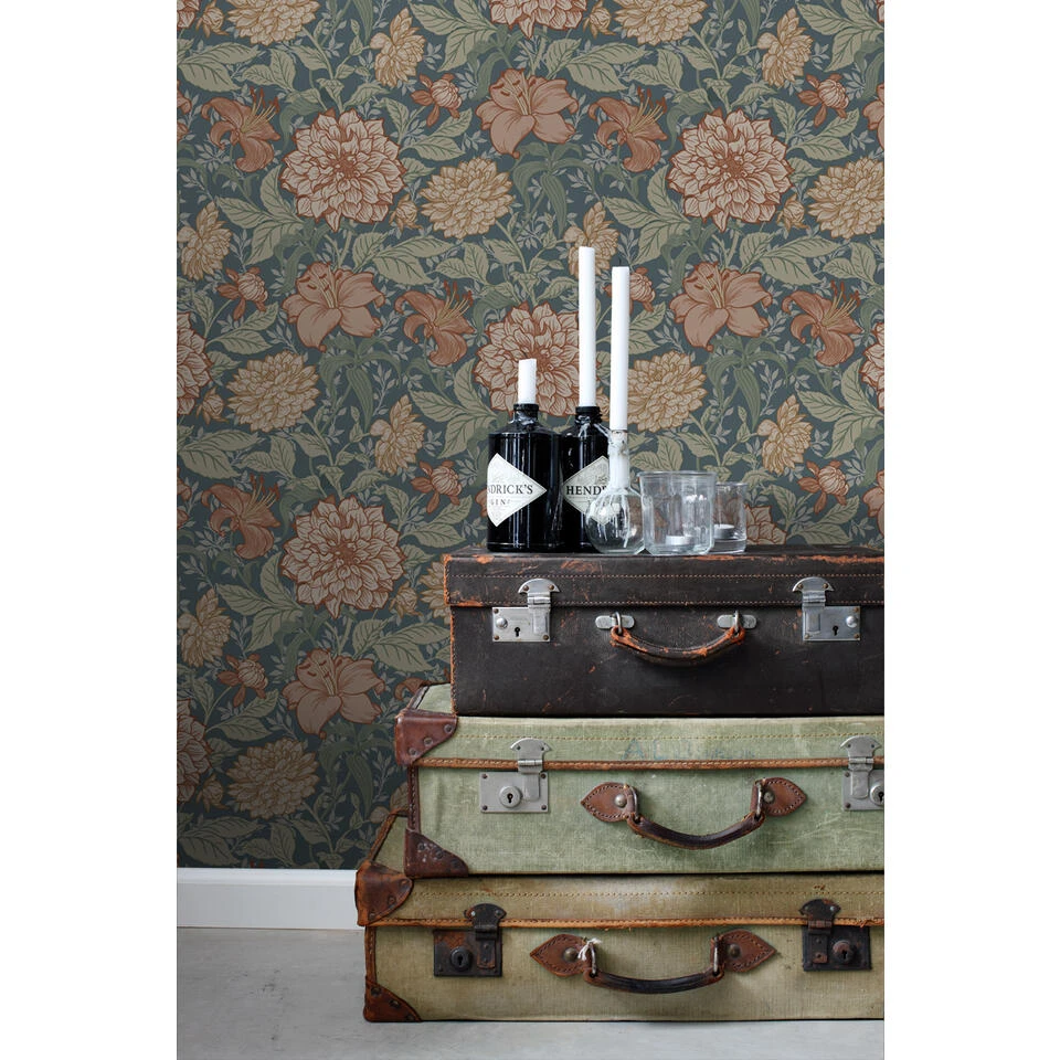 ESTAhome Behang - Vintage Bloemen - Vergrijsd Blauw - 0.53 X 10.05 M - 139642 - Afbeelding 3