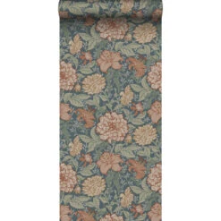 ESTAhome Behang - Vintage Bloemen - Vergrijsd Blauw - 0.53 X 10.05 M - 139642