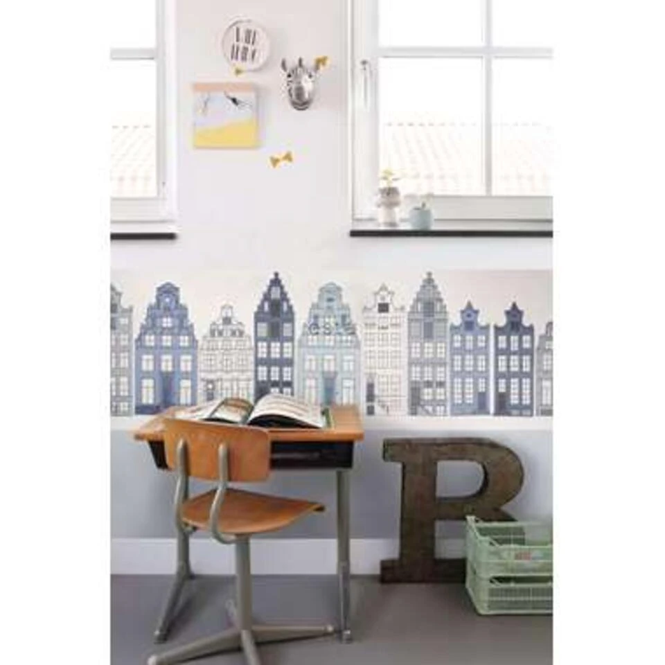 ESTAhome Behangrand - Amsterdamse Huizen - Blauw - 400 X 46,5 Cm - Afbeelding 3