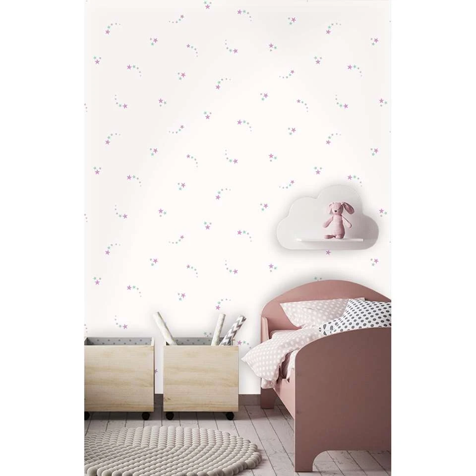 Dutch Wallcoverings - Make Believe Shooting Stars Roze - 0,53x10,05m - Afbeelding 3